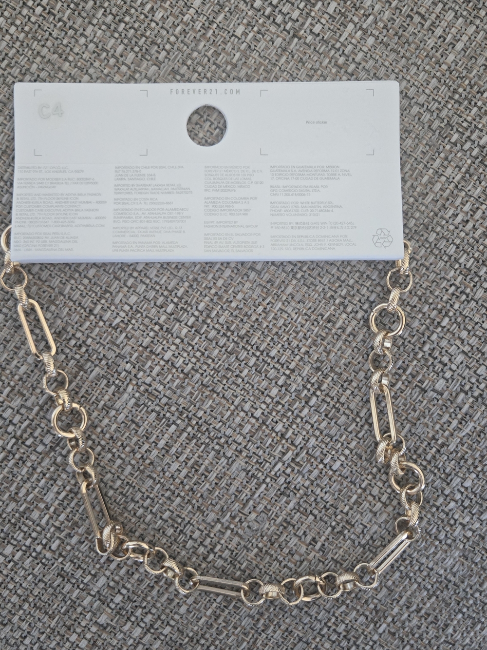 Gold Tone Link Chain Necklace Forever 21 New With Tags Statement Jewelry - Picture 2 of 4
